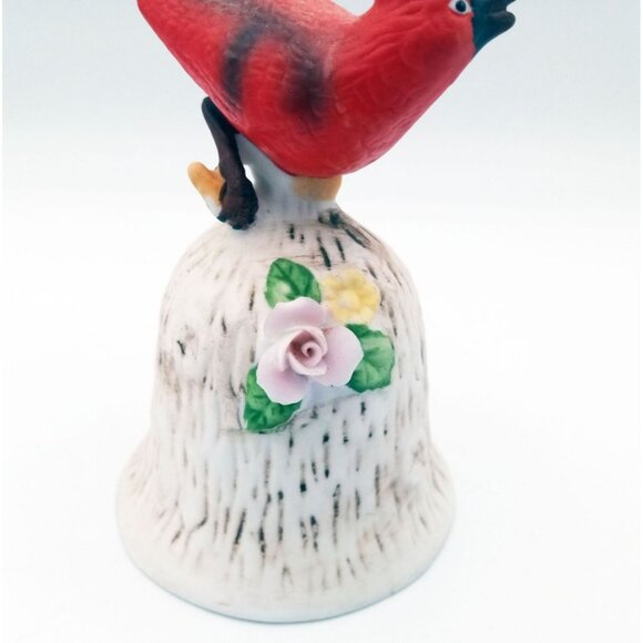 Bell Cardinal Porcelain Bird Figurine Perched Flowers Vintage 5" Vintage Walmart - Picture 6 of 15